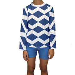 Diamonds Blue Kids  Long Sleeve Swimwear by MooMoosMumma