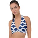 Diamonds Blue Halter Plunge Bikini Top View1