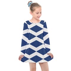 Diamonds Blue Kids  Long Sleeve Dress