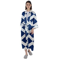 Diamonds Blue Maxi Satin Kimono