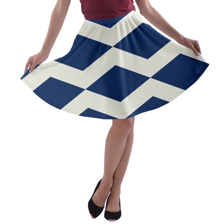 Diamonds Blue A-line Skater Skirt