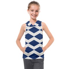 Diamonds Blue Kids  Sleeveless Hoodie