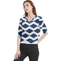 Diamonds Blue Quarter Sleeve Blouse