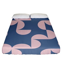 Pink And Blue Shapes Fitted Sheet (queen Size) by MooMoosMumma