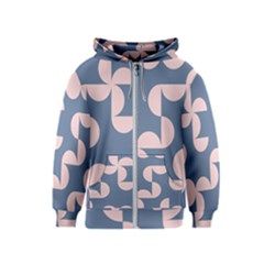 Pink And Blue Shapes Kids  Zipper Hoodie by MooMoosMumma