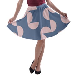 Pink And Blue Shapes A-line Skater Skirt by MooMoosMumma