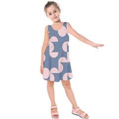 Pink And Blue Shapes Kids  Sleeveless Dress by MooMoosMumma