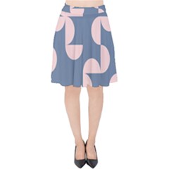 Pink And Blue Shapes Velvet High Waist Skirt by MooMoosMumma