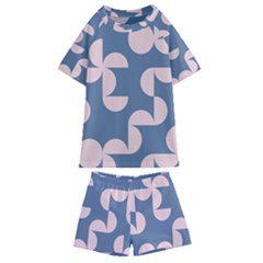 Pink And Blue Shapes Kids  Swim Tee And Shorts Set by MooMoosMumma