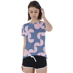 Pink And Blue Shapes Short Sleeve Foldover Tee