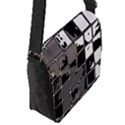 Black and White Checkered Grunge Pattern Flap Closure Messenger Bag (S) View2