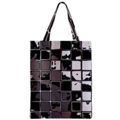 Black And White Checkered Grunge Pattern Zipper Classic Tote Bag by SpinnyChairDesigns