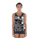 Black and White Checkered Grunge Pattern Sport Tank Top  View1