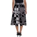 Black and White Checkered Grunge Pattern Perfect Length Midi Skirt View2