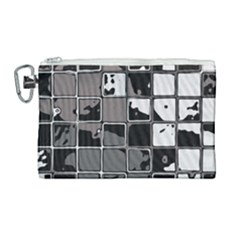 Black And White Checkered Grunge Pattern Canvas Cosmetic Bag (large)