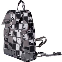 Black And White Checkered Grunge Pattern Buckle Everyday Backpack by SpinnyChairDesigns