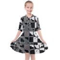 Black and White Checkered Grunge Pattern Kids  All Frills Chiffon Dress View1