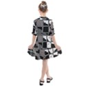 Black and White Checkered Grunge Pattern Kids  All Frills Chiffon Dress View2