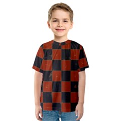 Red And Black Checkered Grunge  Kids  Sport Mesh Tee