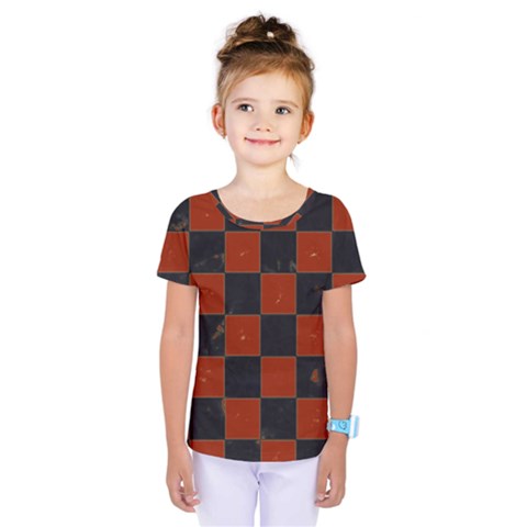 Red And Black Checkered Grunge  Kids  One Piece Tee by SpinnyChairDesigns