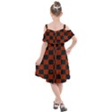 Red and Black Checkered Grunge  Kids  Cut Out Shoulders Chiffon Dress View2