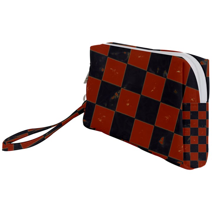 Red and Black Checkered Grunge  Wristlet Pouch Bag (Small)