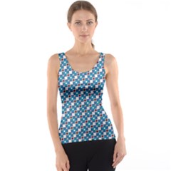 Country Blue Checks Pattern Tank Top by SpinnyChairDesigns