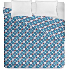 Country Blue Checks Pattern Duvet Cover Double Side (king Size) by SpinnyChairDesigns