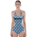 Country Blue Checks Pattern Cut-Out One Piece Swimsuit View1