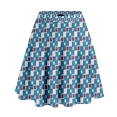 Country Blue Checks Pattern High Waist Skirt