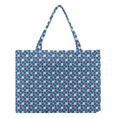 Country Blue Checks Pattern Medium Tote Bag