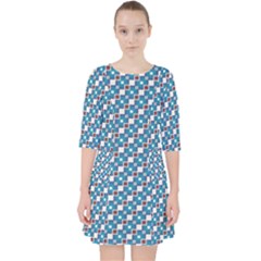 Country Blue Checks Pattern Pocket Dress