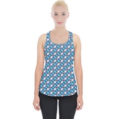 Country Blue Checks Pattern Piece Up Tank Top