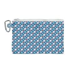 Country Blue Checks Pattern Canvas Cosmetic Bag (medium) by SpinnyChairDesigns