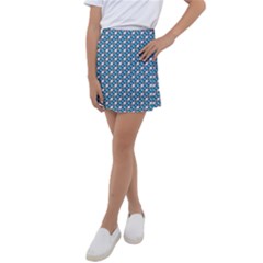 Country Blue Checks Pattern Kids  Tennis Skirt