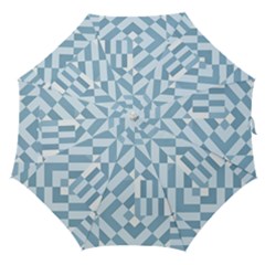 Truchet Tiles Blue White Straight Umbrellas by SpinnyChairDesigns