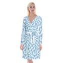 Truchet Tiles Blue White Long Sleeve Velvet Front Wrap Dress View1