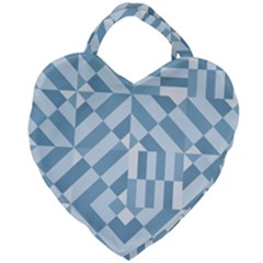 Truchet Tiles Blue White Giant Heart Shaped Tote by SpinnyChairDesigns