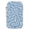 Truchet Tiles Blue White Waist Pouch (Small) View1