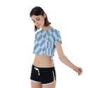 Truchet Tiles Blue White Tie Back Short Sleeve Crop Tee View2