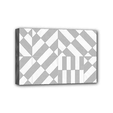 Truchet Tiles Grey White Pattern Mini Canvas 6  X 4  (stretched) by SpinnyChairDesigns