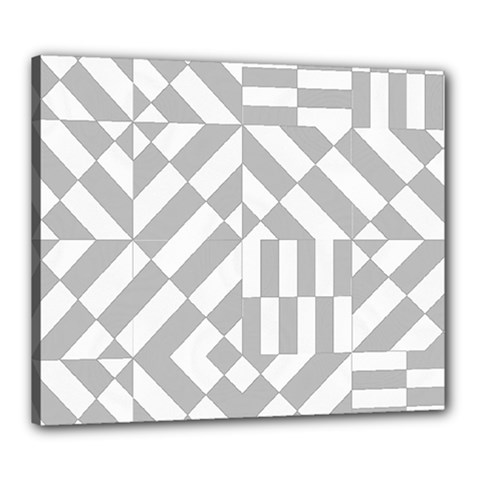 Truchet Tiles Grey White Pattern Canvas 24  X 20  (stretched) by SpinnyChairDesigns