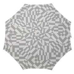 Truchet Tiles Grey White Pattern Straight Umbrellas by SpinnyChairDesigns