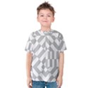 Truchet Tiles Grey White Pattern Kids  Cotton Tee View1