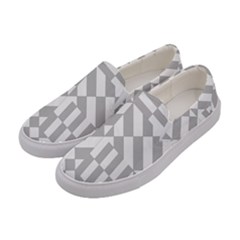 Truchet Tiles Grey White Pattern Women s Canvas Slip Ons by SpinnyChairDesigns