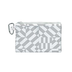 Truchet Tiles Grey White Pattern Canvas Cosmetic Bag (small) by SpinnyChairDesigns