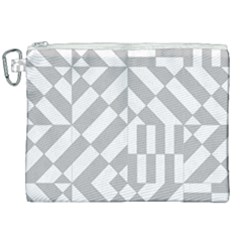 Truchet Tiles Grey White Pattern Canvas Cosmetic Bag (xxl) by SpinnyChairDesigns