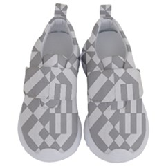 Truchet Tiles Grey White Pattern Kids  Velcro No Lace Shoes by SpinnyChairDesigns