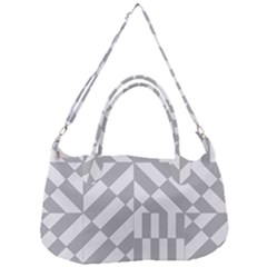 Truchet Tiles Grey White Pattern Removal Strap Handbag by SpinnyChairDesigns