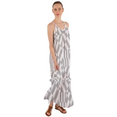 Truchet Tiles Grey White Pattern Cami Maxi Ruffle Chiffon Dress by SpinnyChairDesigns